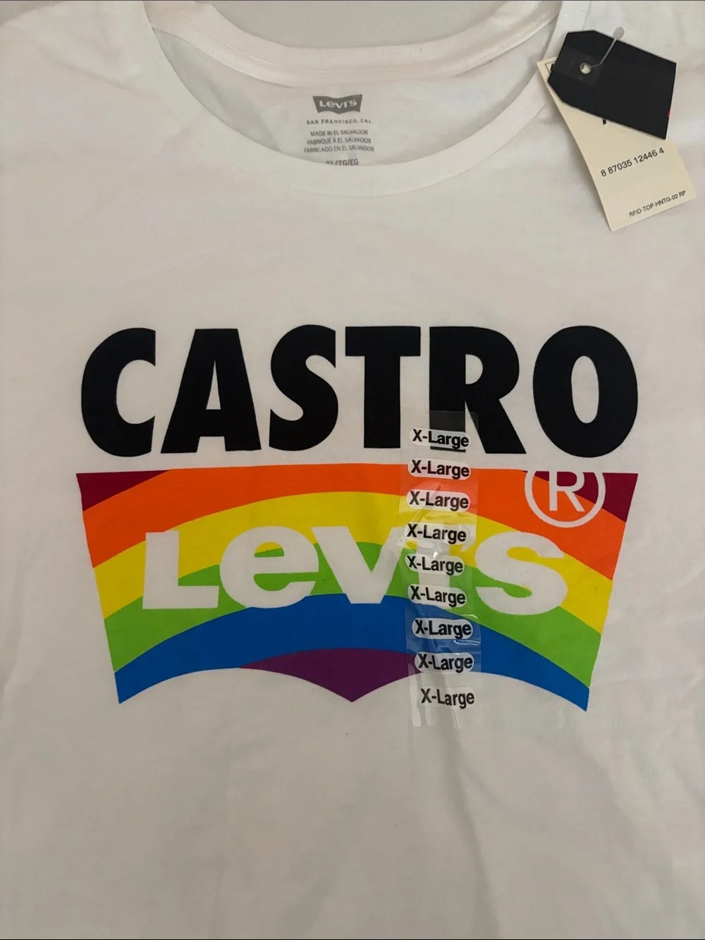 Levi’s Castro Rainbow Logo Graphic T-Shirt Men’s XL White NWT